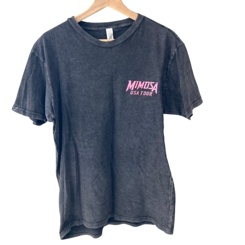 Mimosa Tour Oversized Graphic Vintage Tee - Washed Black - Medium